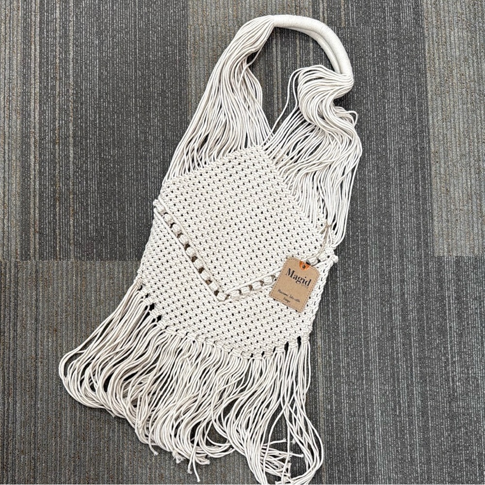 Magid Natural Cotton Macrame Fringe Shoulder Bag - Picture 9 of 10